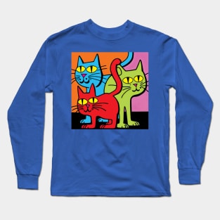 Quirky Colourful Cats Long Sleeve T-Shirt